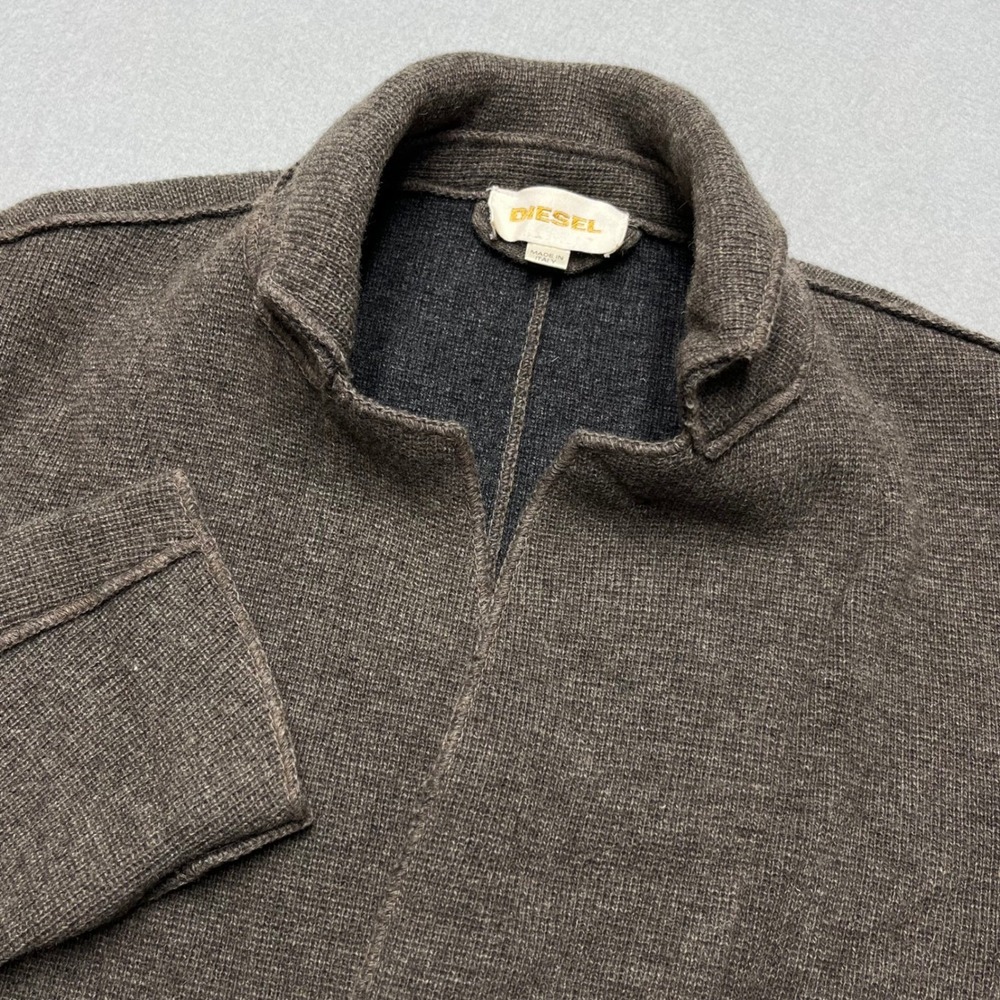 VTG Diesel Italy Wool Knit Blazer Cardigan Jacket Brown‎ Avant Garde Large